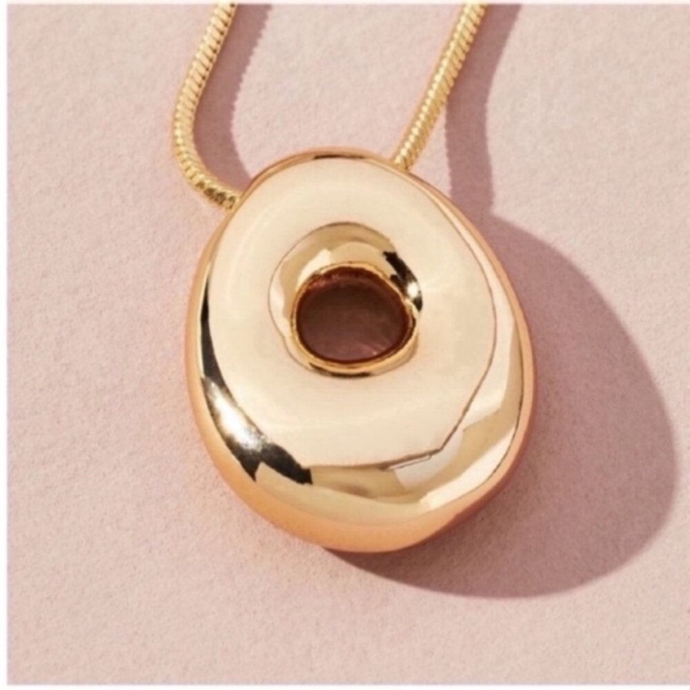 New! Anthropologie Gold Bubble Initial Monogram Necklace NWOT